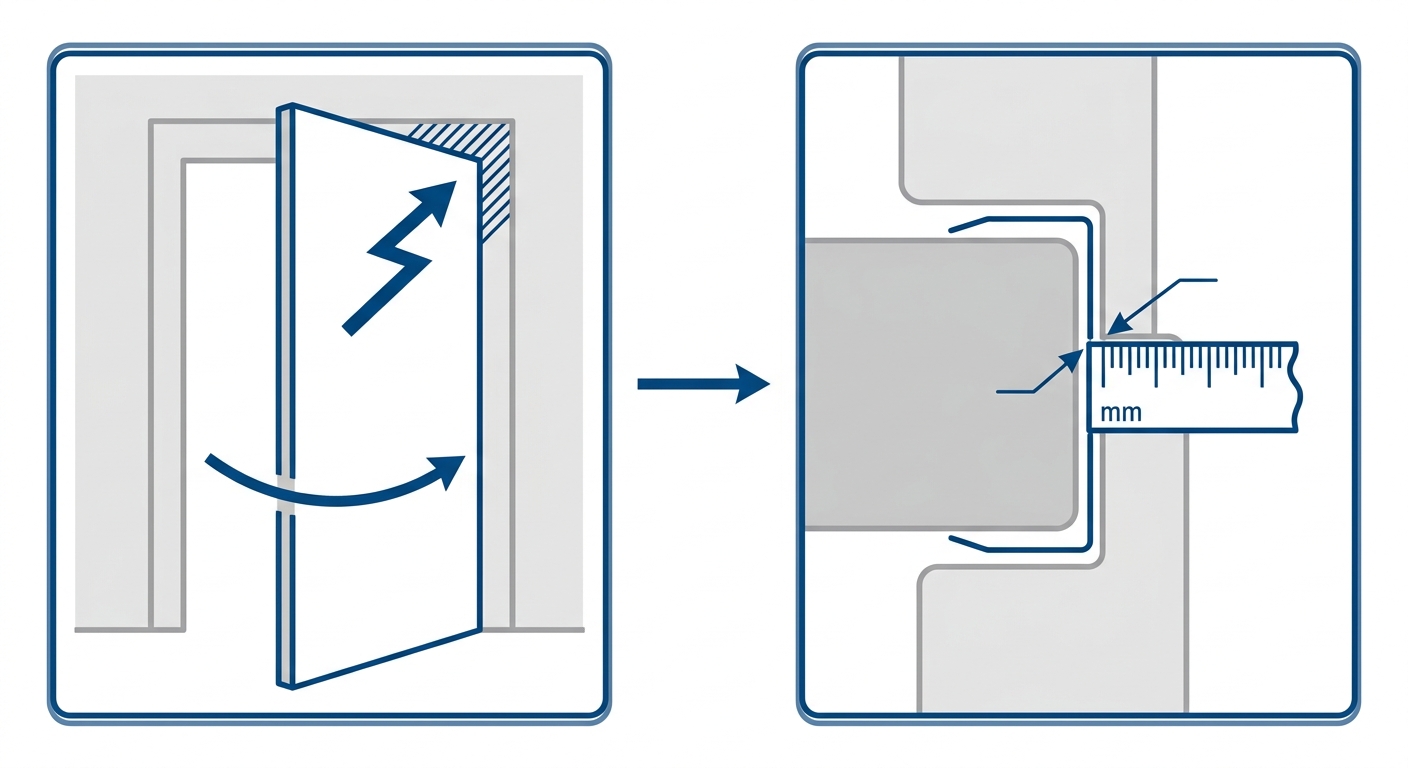 Diagram showing how to check door binding